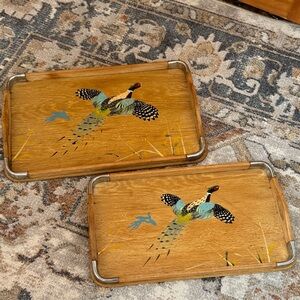 Decorative Wooden Bath Trays with Bird Design
